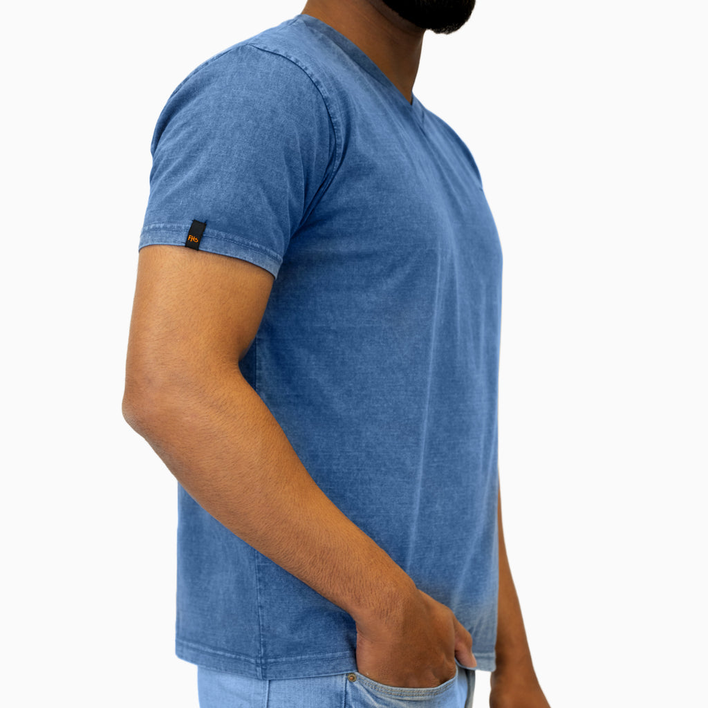 Acid Wash Light Blue V-Neck