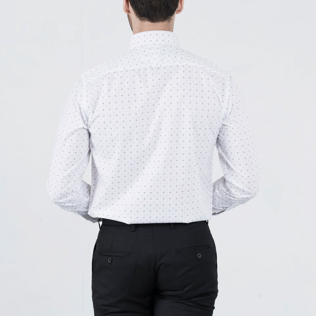 Blue Hollowed White Formal Shirt - FHS Official