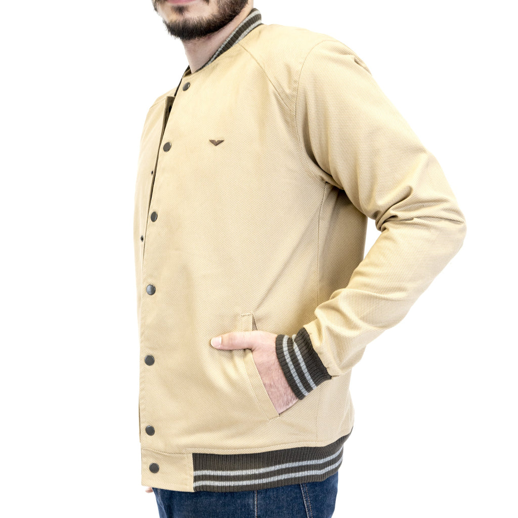 Buttoned Beige Varsity Jacket - FHS Official