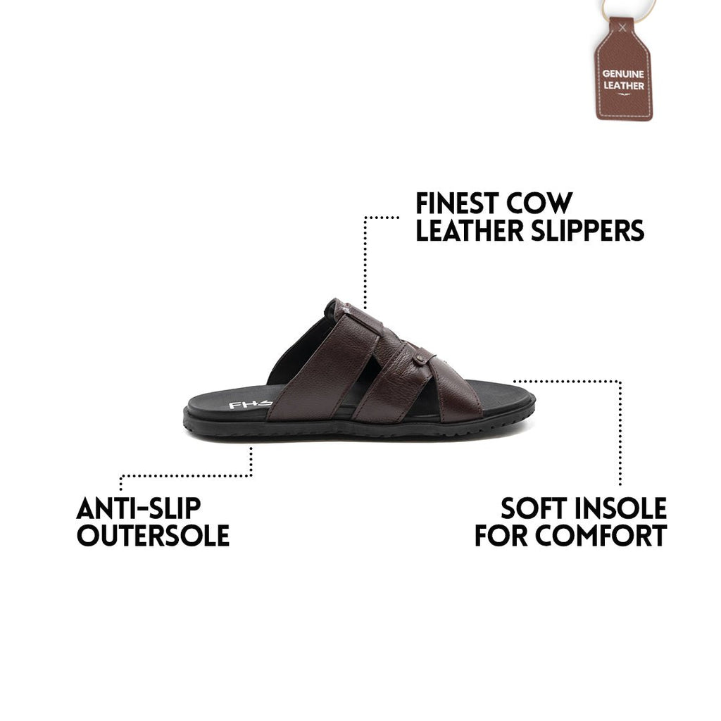 Casual Leather Slippers-Maroon - FHS Official