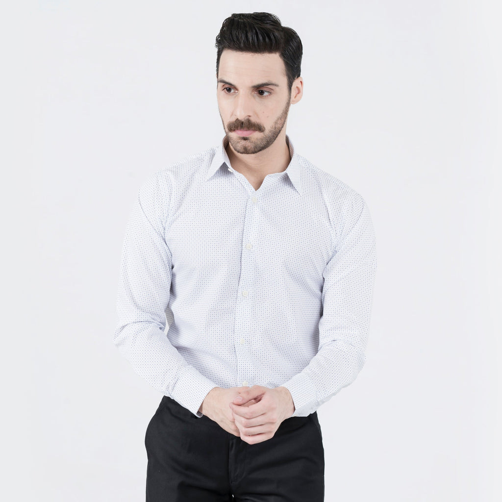 Spotted Monotony White Formal Shirt - FHS Official