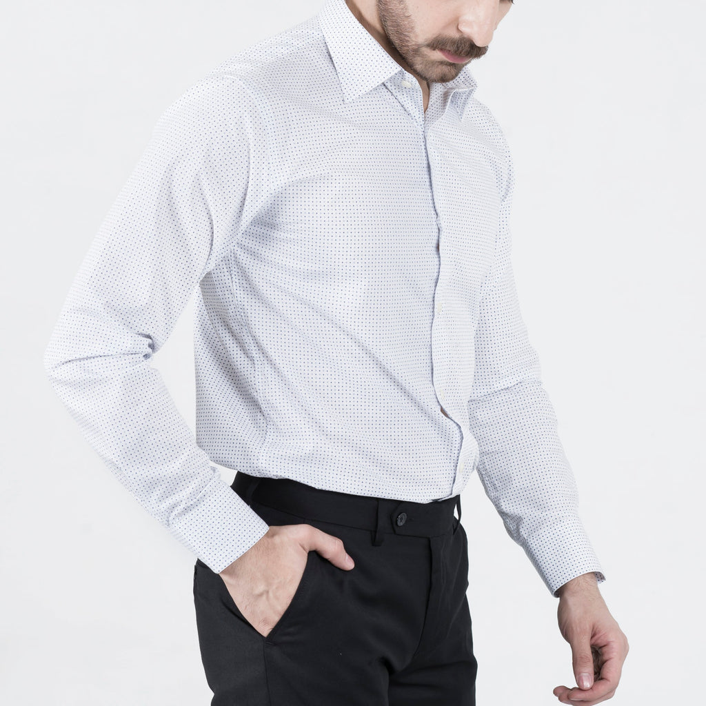 Spotted Monotony White Formal Shirt - FHS Official